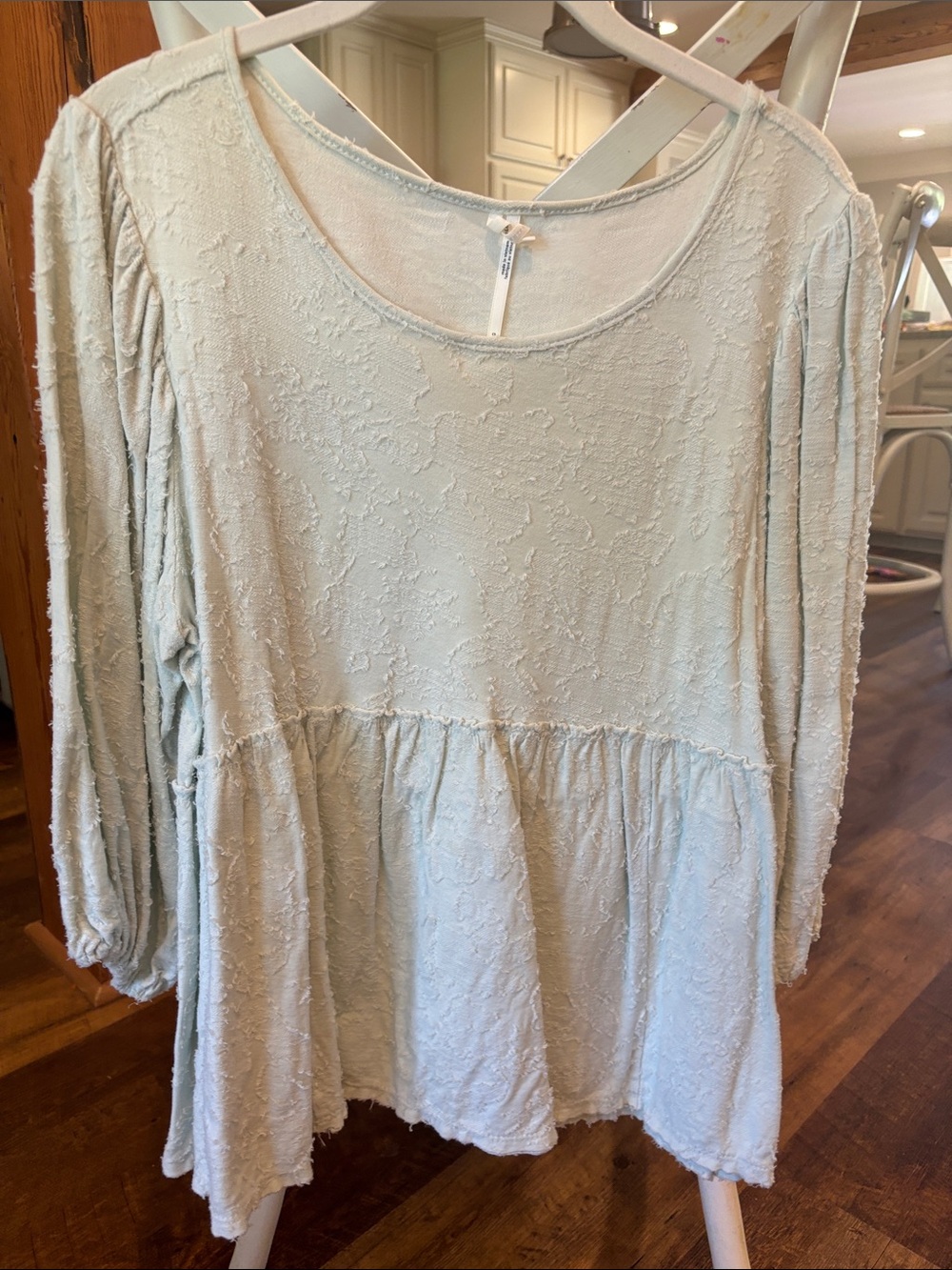 Anthropologie Light Sage Textured Peplum Tunic